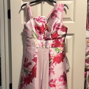 NEW Kay Unger Pink and Green Floral Dress